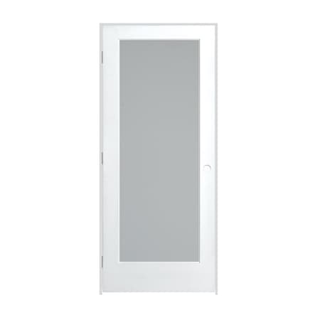 Trimlite Primed 1Lite Satin Etch Tempered Glass Interior French 49/16" RH Prehung Door Satin Nickel Hinges 2668pri1501SATTRH154916